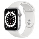 Apple Watch Series 6 44mm Silver with White Sport Band